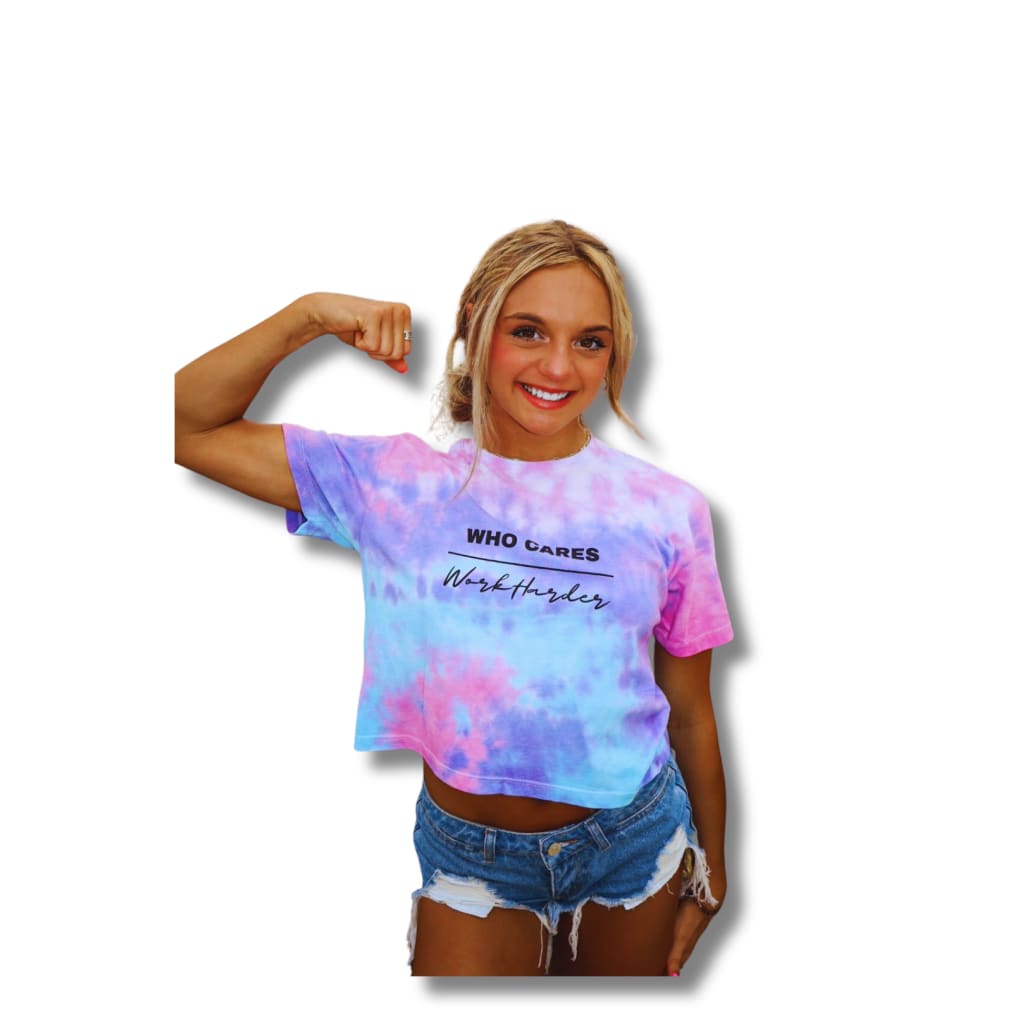 Brooklynn Lily Who Cares Work Harder Women’s Tie-Dye Crop