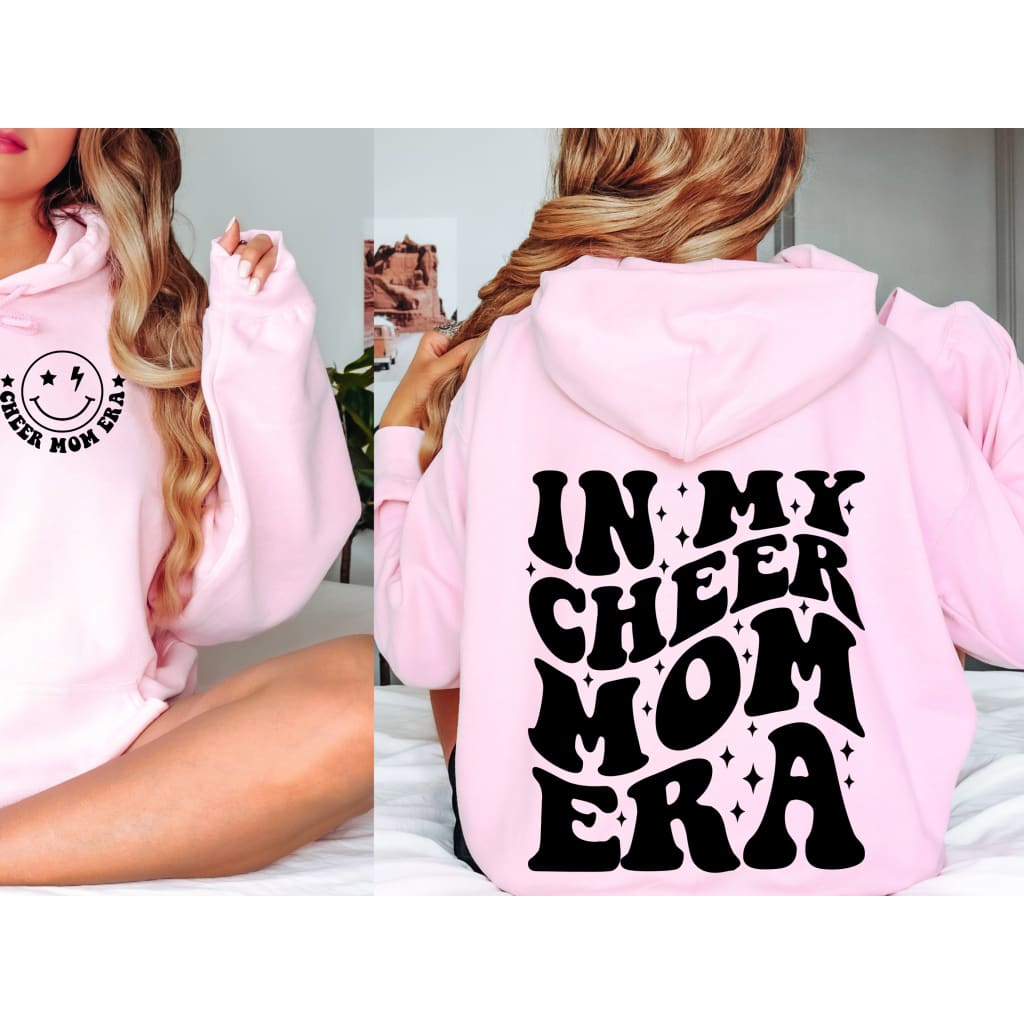 Cheer Mom Era Pink and Black Hoodie Cheerleading Flyer Stunt