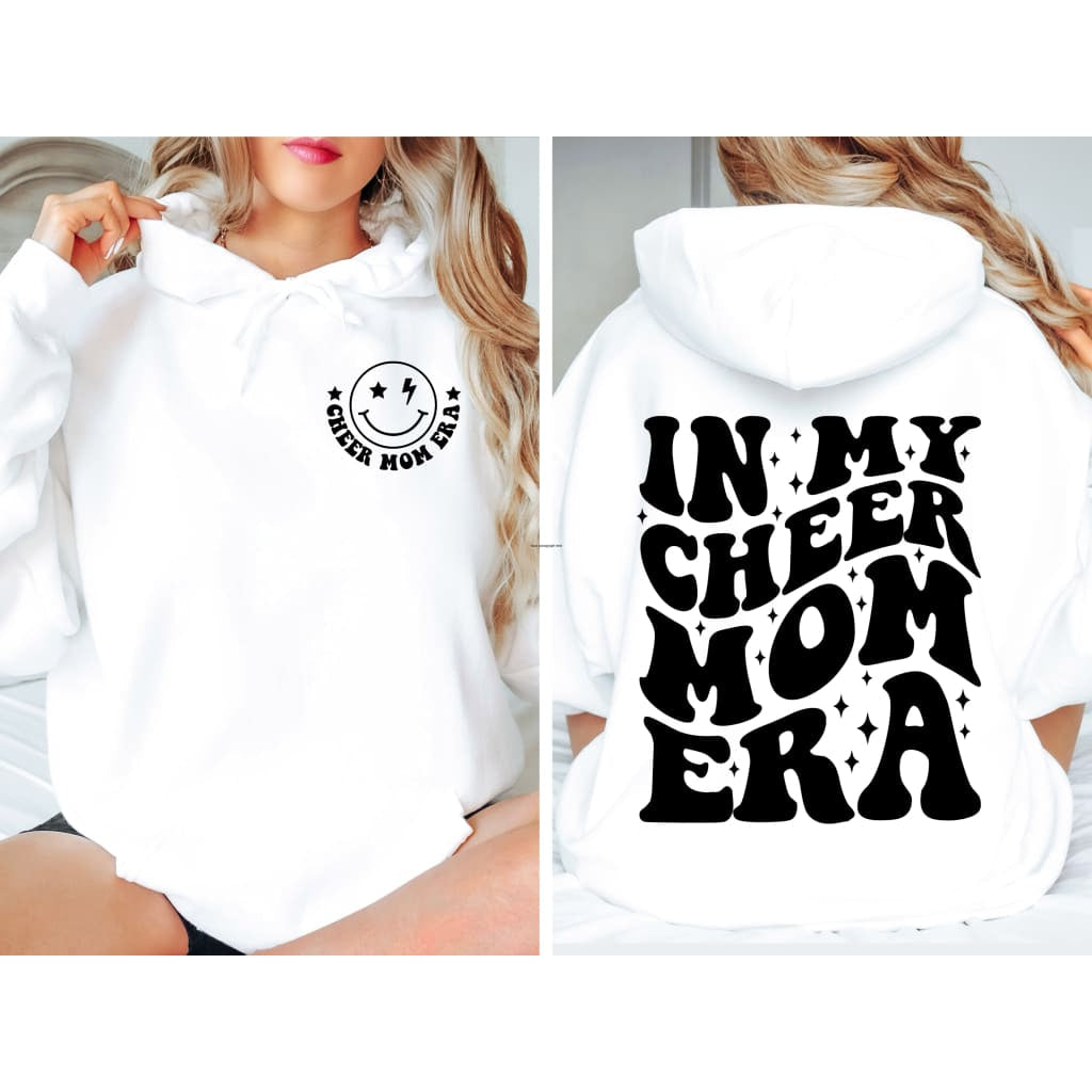 Cheer Mom Era White Hoodie Cheerleading Flyer Stunt Training