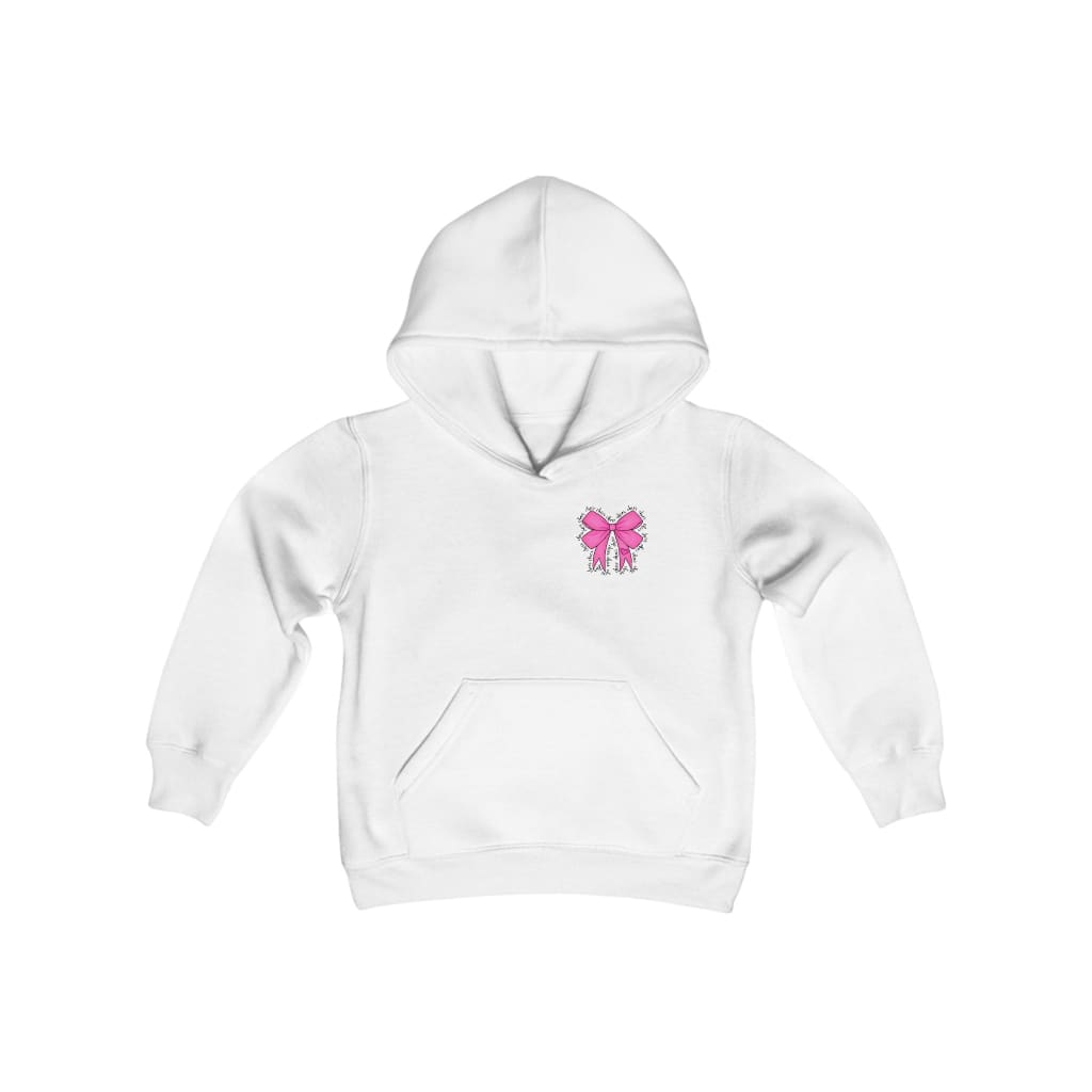 Pink Cheer Bow Youth Hoodie Cheerleading Flyer Stunt