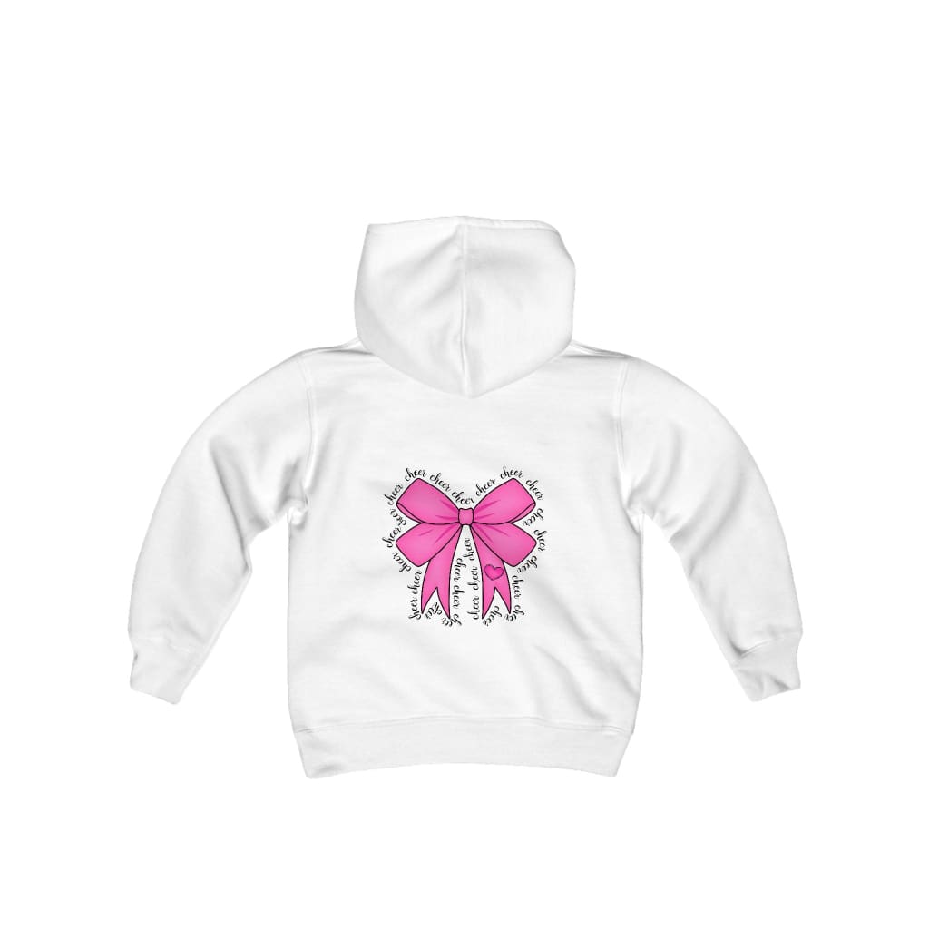 Pink Cheer Bow Youth Hoodie Cheerleading Flyer Stunt