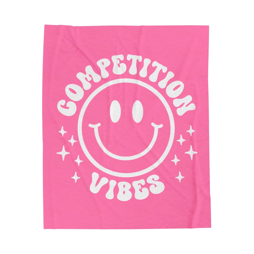 Pink Smiley Competition Vibes Velveteen Plush Blanket